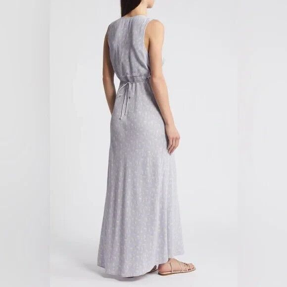 Treasure & Bond Maxi Dress XL Purple/Ivory‎ Little Paris Floral V Neck Boho NEW - Picture 2 of 13